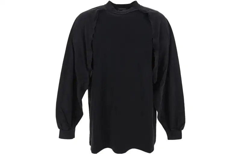 Balenciaga T Shirts Men's Black Crew Neck Moderate Straight Fit