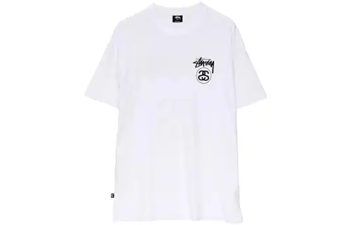Stussy T Shirts Men's White Crew Neck Moderate Straight Fit