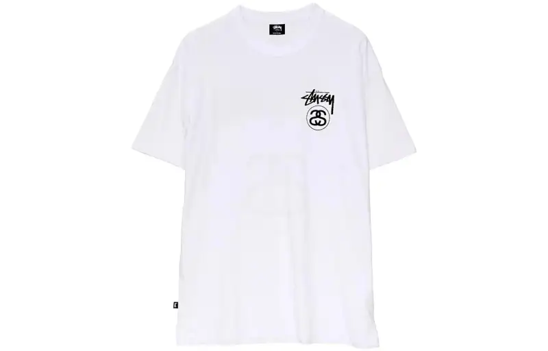 Stussy T Shirts Men's White Crew Neck Moderate Straight Fit