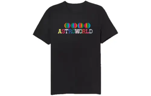 Travis Scott T Shirts Men's Black Crew Neck Moderate Straight Fit