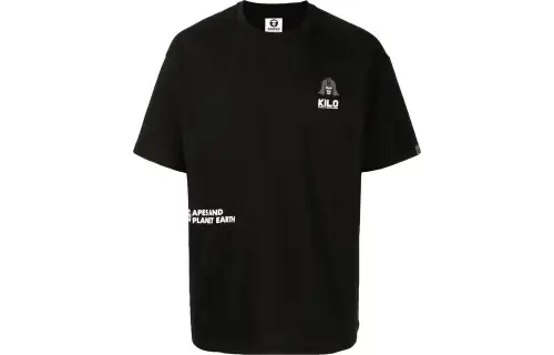 A BATHING APE T Shirts Men's Black Crew Neck Moderate Straight Fit