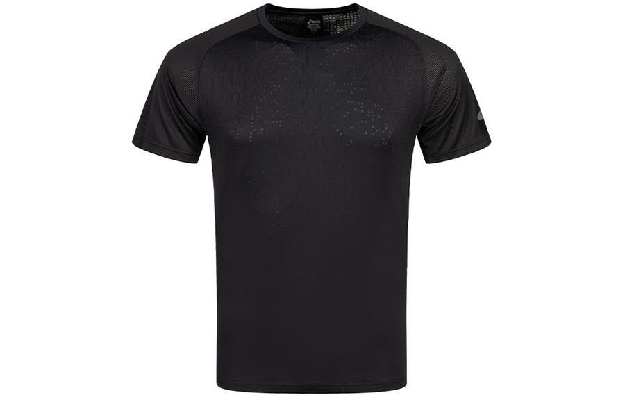 ASICS Retroreflective breathable black short sleeve T-shirt with a round collar, with your logo imprint