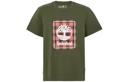 Timberland T Shirts Men's Green Crew Neck Moderate Straight Fit