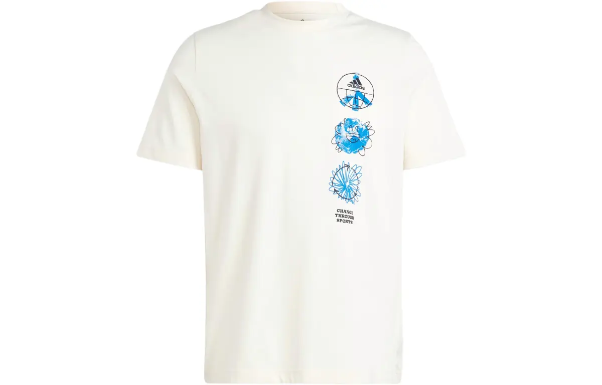Adidas T-Shirts Men's Beige Crew Neck Moderate