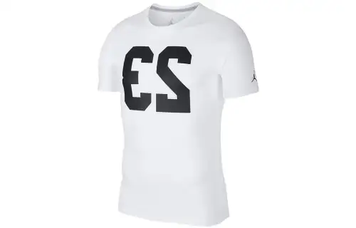 Jordan T Shirts Men's White Crew Neck Moderate Straight Fit