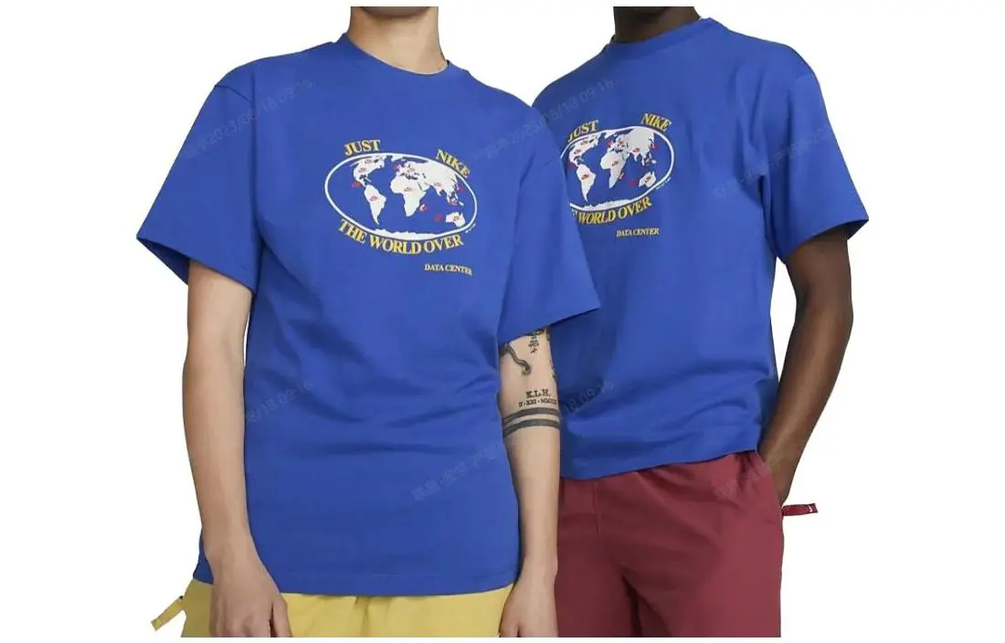 Nike Drop Shoulder Sleeve T Shirt Unisex Blue