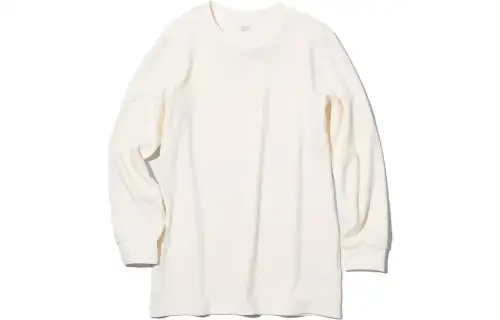 UNIQLO T Shirts Men's Ivory Crew Neck Moderate Straight Fit