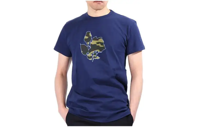DIOR T Shirts Men's Blue Crew Neck Moderate Straight Fit
