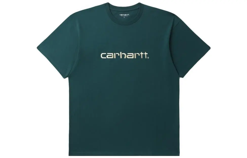 Carhartt WIP T-Shirts Unisex Emerald Green Crew Neck Moderate Straight Fit