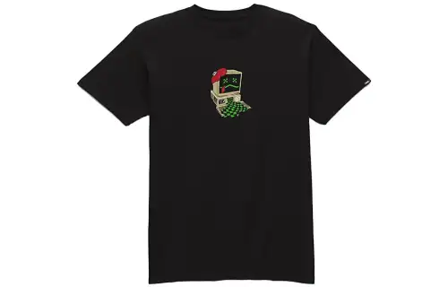 Vans T Shirts Men's Black Crew Neck Moderate Straight Fit