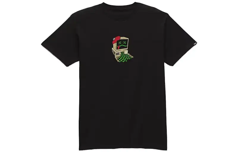 Vans T Shirts Men's Black Crew Neck Moderate Straight Fit