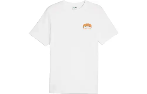 PUMA ESS T Shirts Men's White Crew Neck Moderate Straight Fit