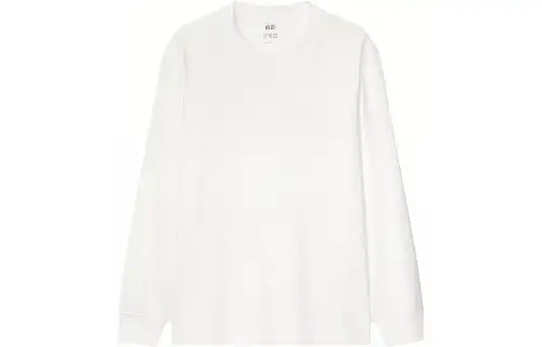 UNIQLO T Shirts Men's White Crew Neck Moderate Straight Fit