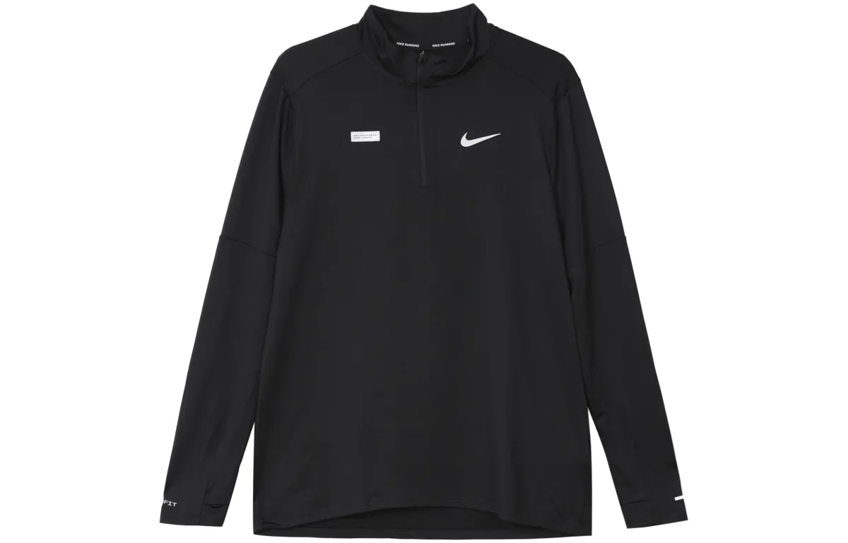 Nike T-Shirts Men's Black Stand Collar Moderate Straight Fit