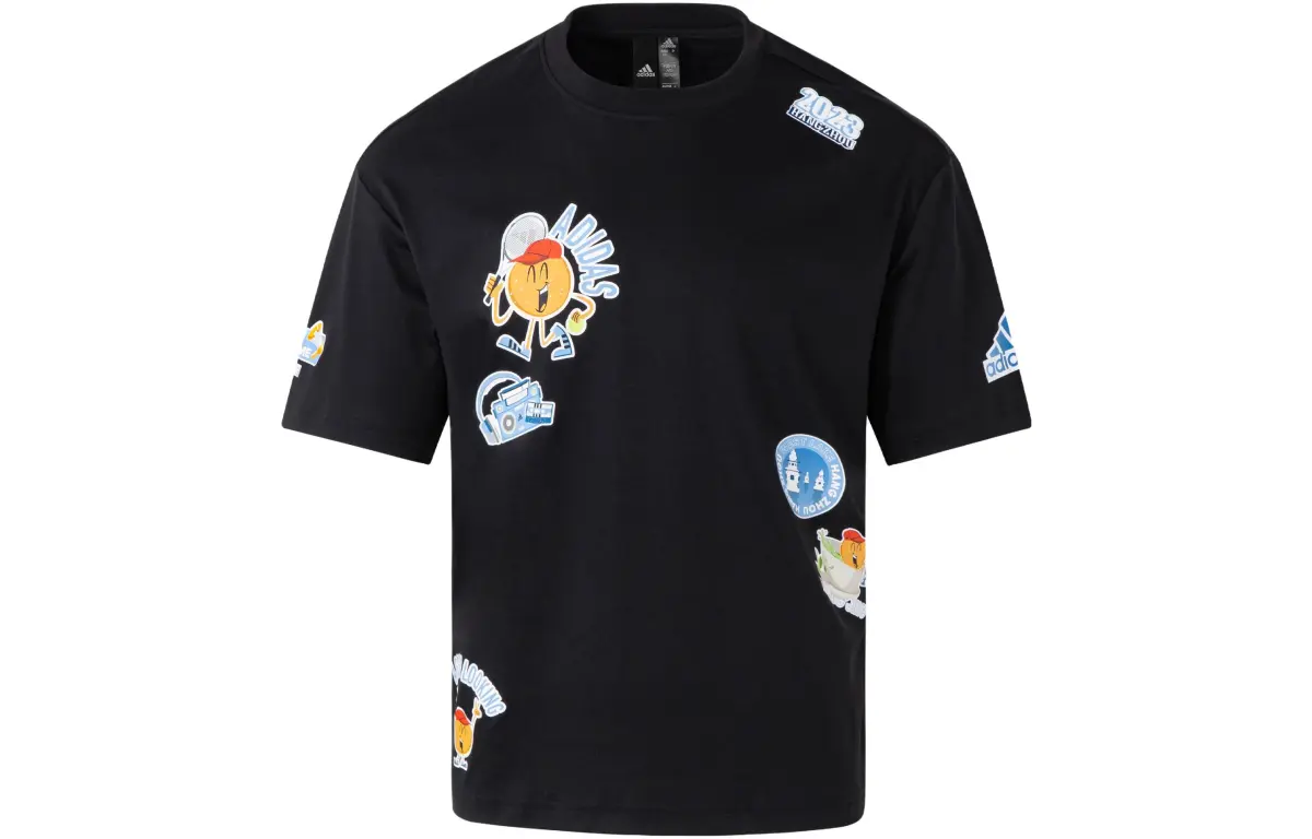 Adidas T-Shirts Unisex Black Crew Neck Moderate Straight Fit