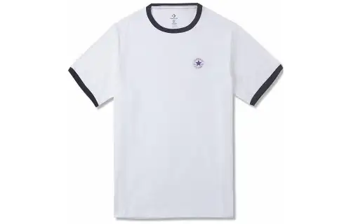 Converse T Shirts Men's White Crew Neck Moderate Straight Fit