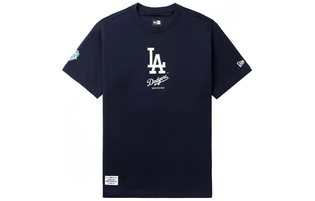 New Era T-Shirts Men's Marine Blue Crew Neck Moderate Straight Fit