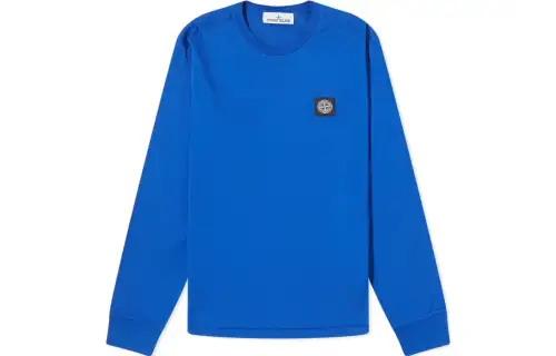 STONE ISLAND T Shirts Men's Bright Blue Crew Neck Moderate Straight Fit