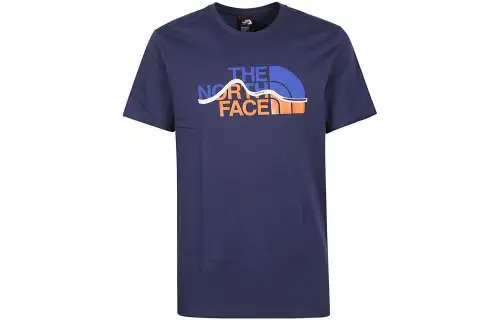 THE NORTH FACE T Shirts Men's Marine Blue Crew Neck Moderate Straight Fit