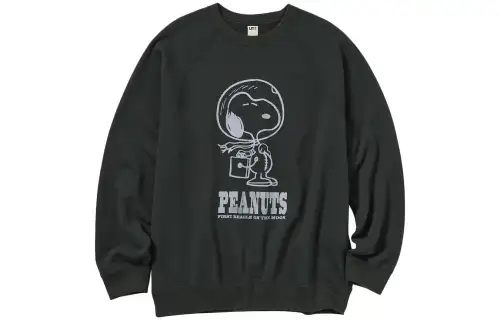 UNIQLO X PEANUTS T Shirts Unisex Black Crew Neck Moderate