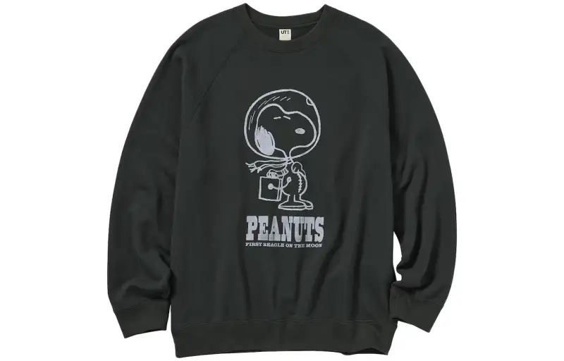 UNIQLO X PEANUTS T Shirts Unisex Black Crew Neck Moderate