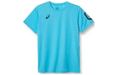 ASICS T Shirts Men's Blue Crew Neck Moderate Straight Fit