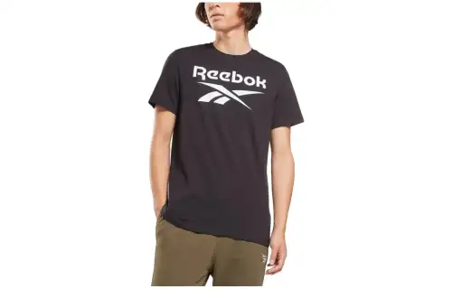 Reebok T Shirts Men's Black Crew Neck Moderate Straight Fit