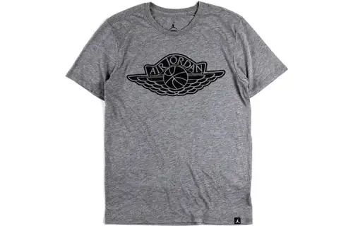 Jordan T Shirts Men's Gray Crew Neck Moderate Straight Fit