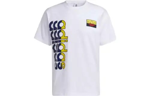 Adidas Originals T Shirts Men's White Crew Neck Moderate Straight Fit