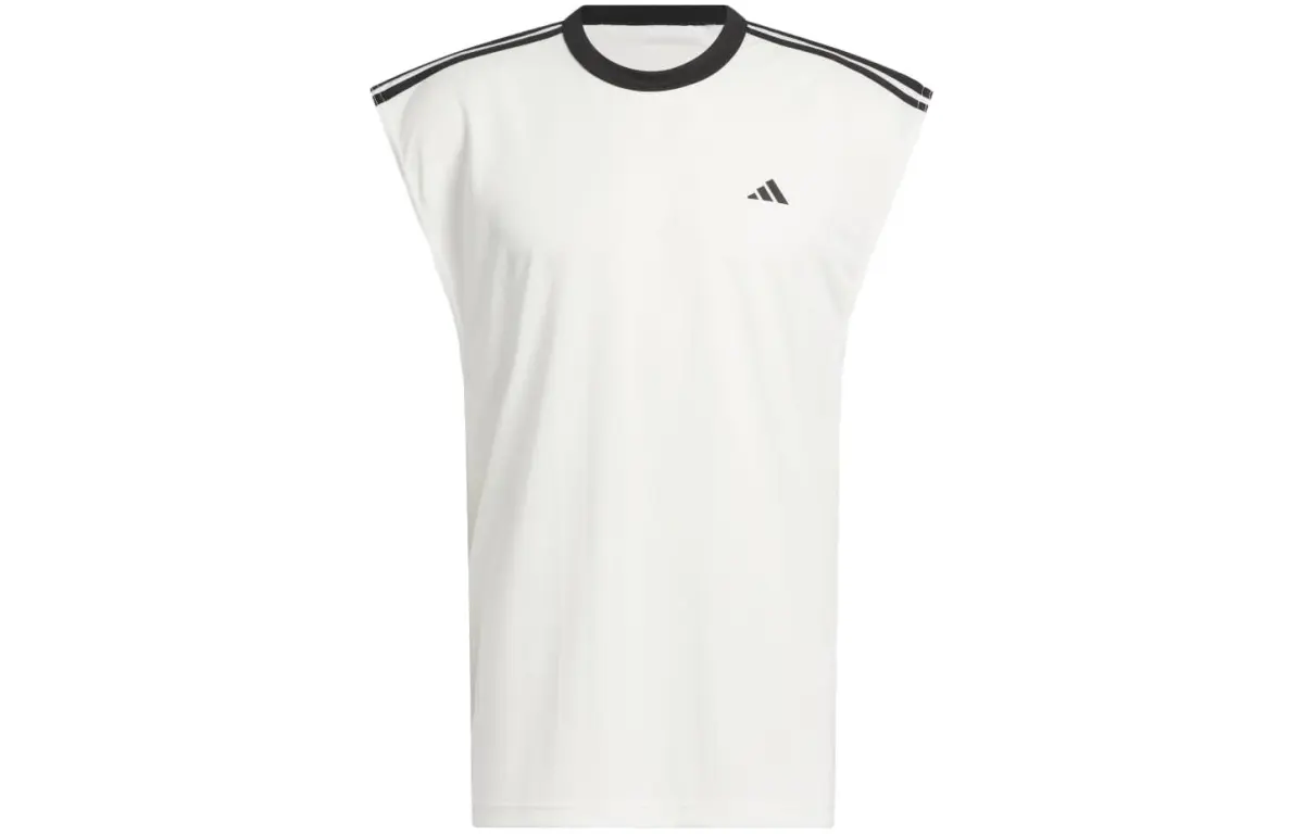 Adidas T-Shirts Men's White Crew Neck Moderate Straight Fit