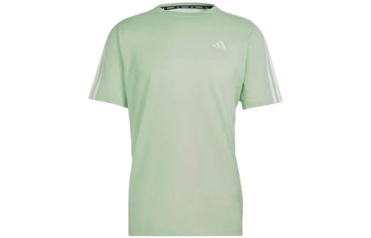 Adidas T-Shirts Men's Green Crew Neck Moderate Straight Fit