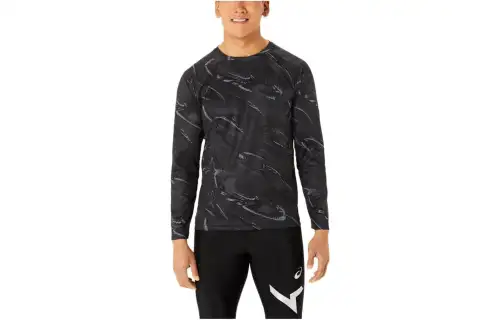ASICS T Shirts Men's Black Crew Neck Moderate Straight Fit
