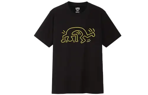 UNIQLO T Shirts Unisex Black Crew Neck Moderate