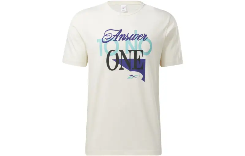 Reebok T Shirts Men's White Crew Neck Moderate Straight Fit
