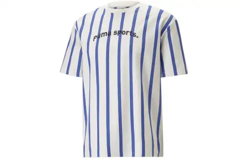 PUMA TEAM Striped Tee T Shirt Men's White