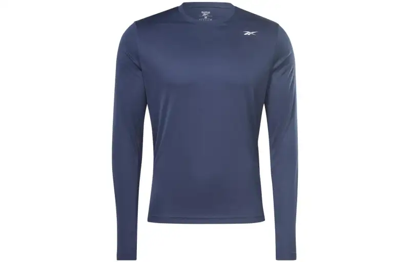 Reebok T Shirts Men's Dark Blue Crew Neck Moderate Straight Fit