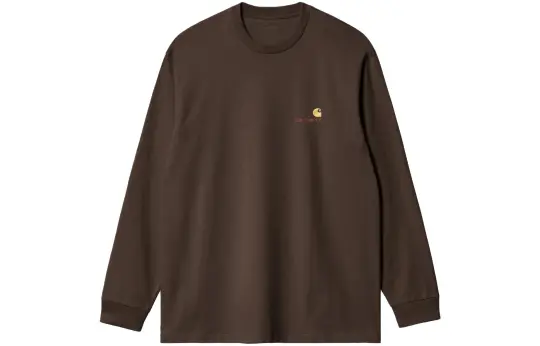 Carhartt WIP FW23 American Script Long Sleeve T Shirt T Shirt Men's Tobacco