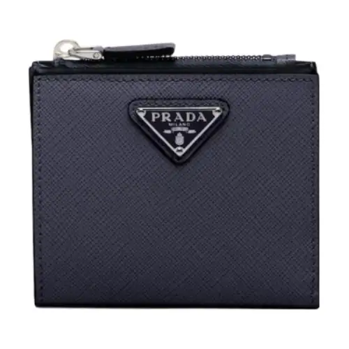 PRADA Saffiano Leather Wallet Small Men's Marine Blue