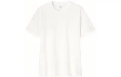 UNIQLO T Shirts Men's White 00 Crew Neck Moderate Straight Fit