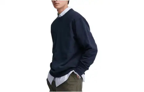UNIQLO T Shirts Unisex Navy Blue Crew Neck Moderate Straight Fit