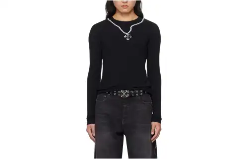 OFF WHITE Varsity Knitted mesh T shirt