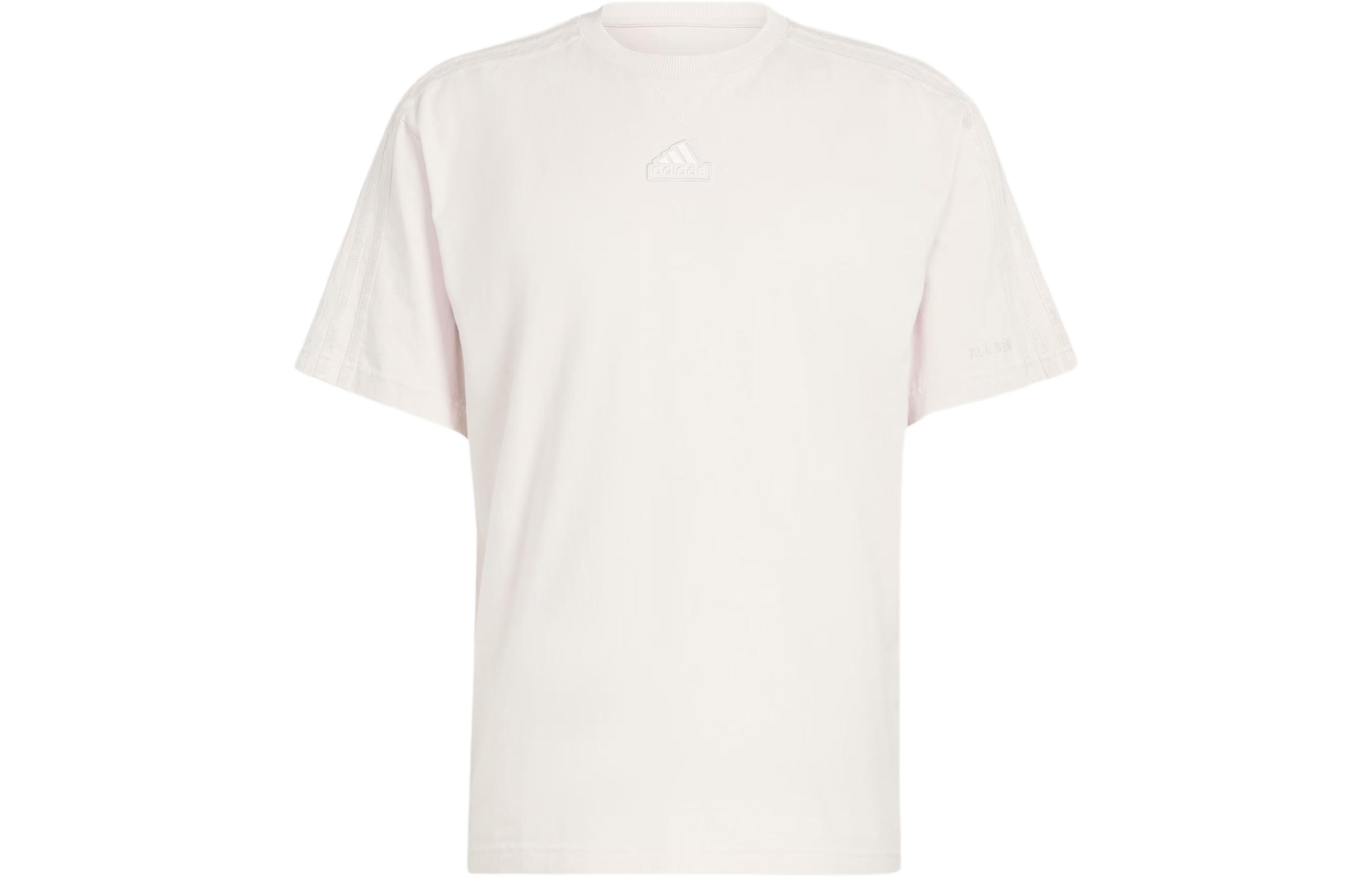 Adidas All Szn Garment Wash Tee striped solid color embroidered logo sports casual short-sleeved T-shirt men's purple pink