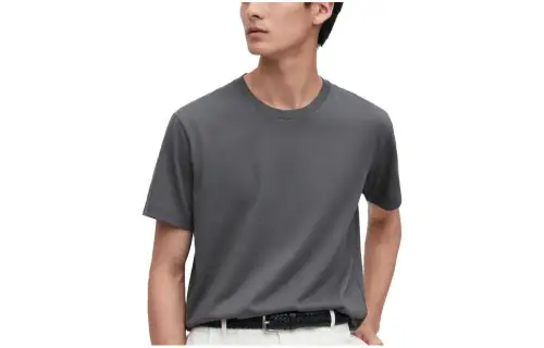UNIQLO T Shirts Men's Asphalt Gray Crew Neck Moderate