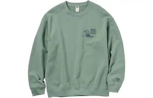 UNIQLO PEANUTS T Shirts Unisex Grass Green Crew Neck Moderate Other
