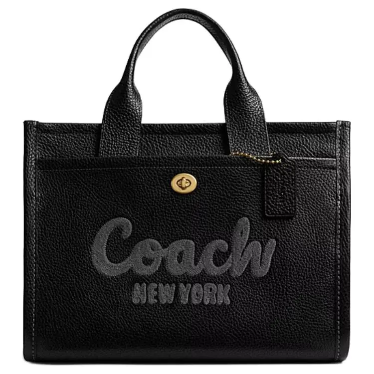 COACH Cargo Leather Tote Bag, Shopping Bag, Handbag Large Women's Black