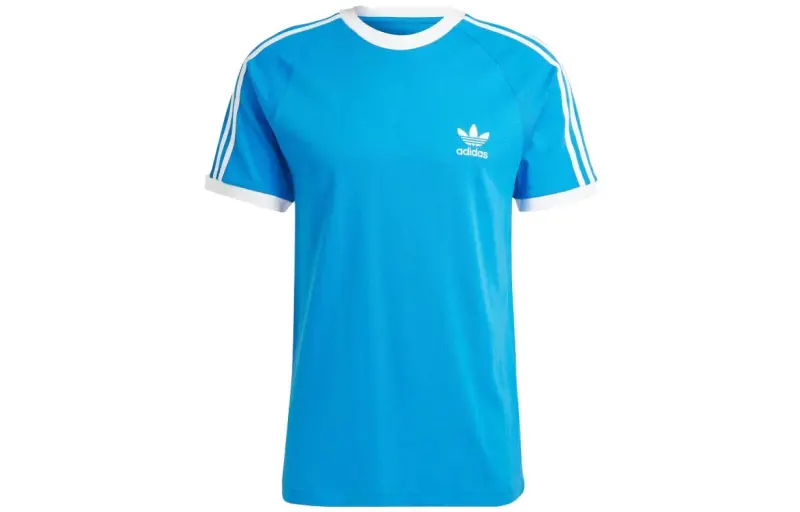 Adidas Originals T Shirts Men's Blue Crew Neck Moderate Straight Fit