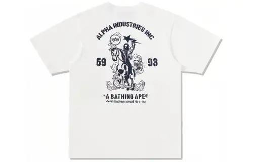 A BATHING APE X Alpha Industries Alpha Industries T Shirts Unisex Crew Neck Moderate Straight Fit