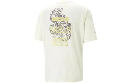 PUMA T Shirts Men's White Crew Neck Moderate Other