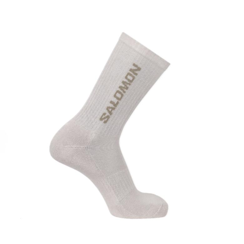 SALOMON Everyday Crew Socks Unisex 3 Pack Silver White/Gray Green/Tan