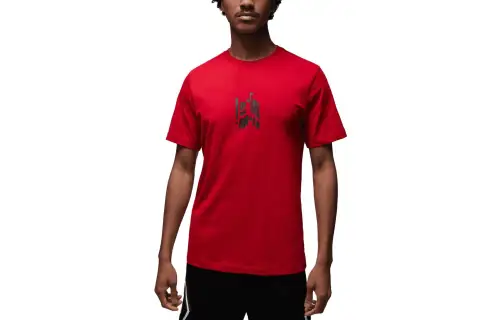 Jordan T Shirts Men's Red Crew Neck Moderate Straight Fit